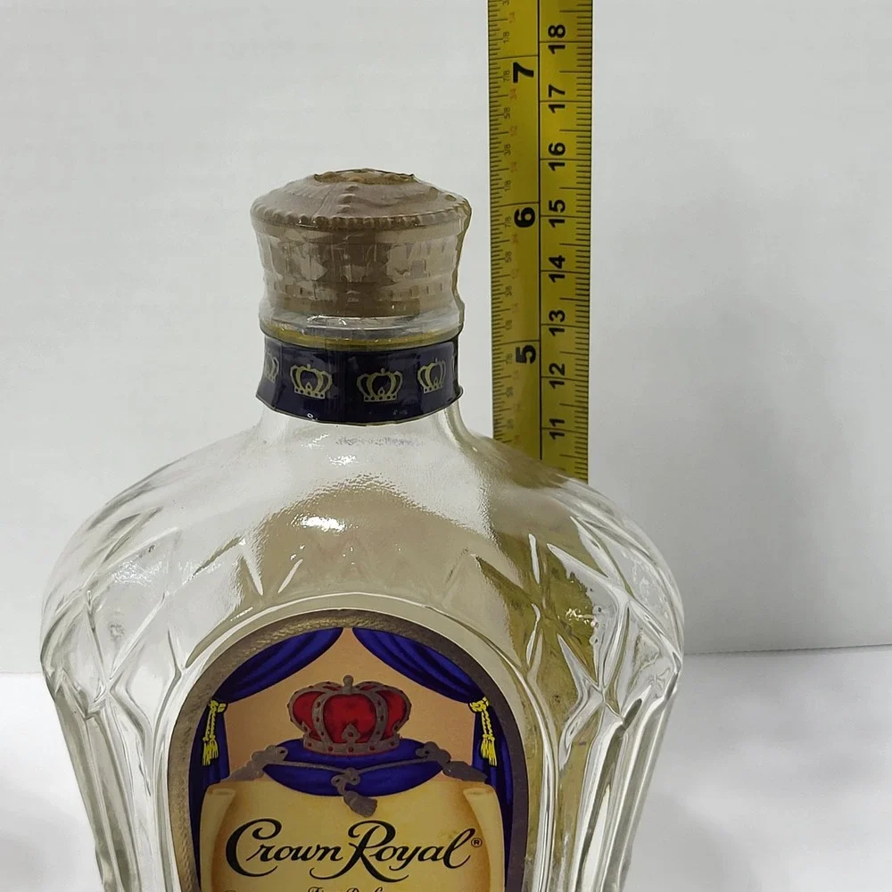 Crown Royal Empty Glass Bottles 375ml with Purple Felt Drawstring Bags Set of‎ 2